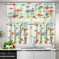 thumbnail image 3 of Abstract Kitchen Curtain Valance and Tiers Set Colored Retro Modern Geometric Short Curtain Office Living Room Bedroom Dining Room 54 x 18 inches + 27.5 x 24 inches *2, 3 of 4