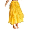 thumbnail image 3 of Haitryli Womens Belly Dance Chiffon Skirt Elastic Waistband Arabian Dance Skirt Dancer Outfits Yellow M/均码, 3 of 7