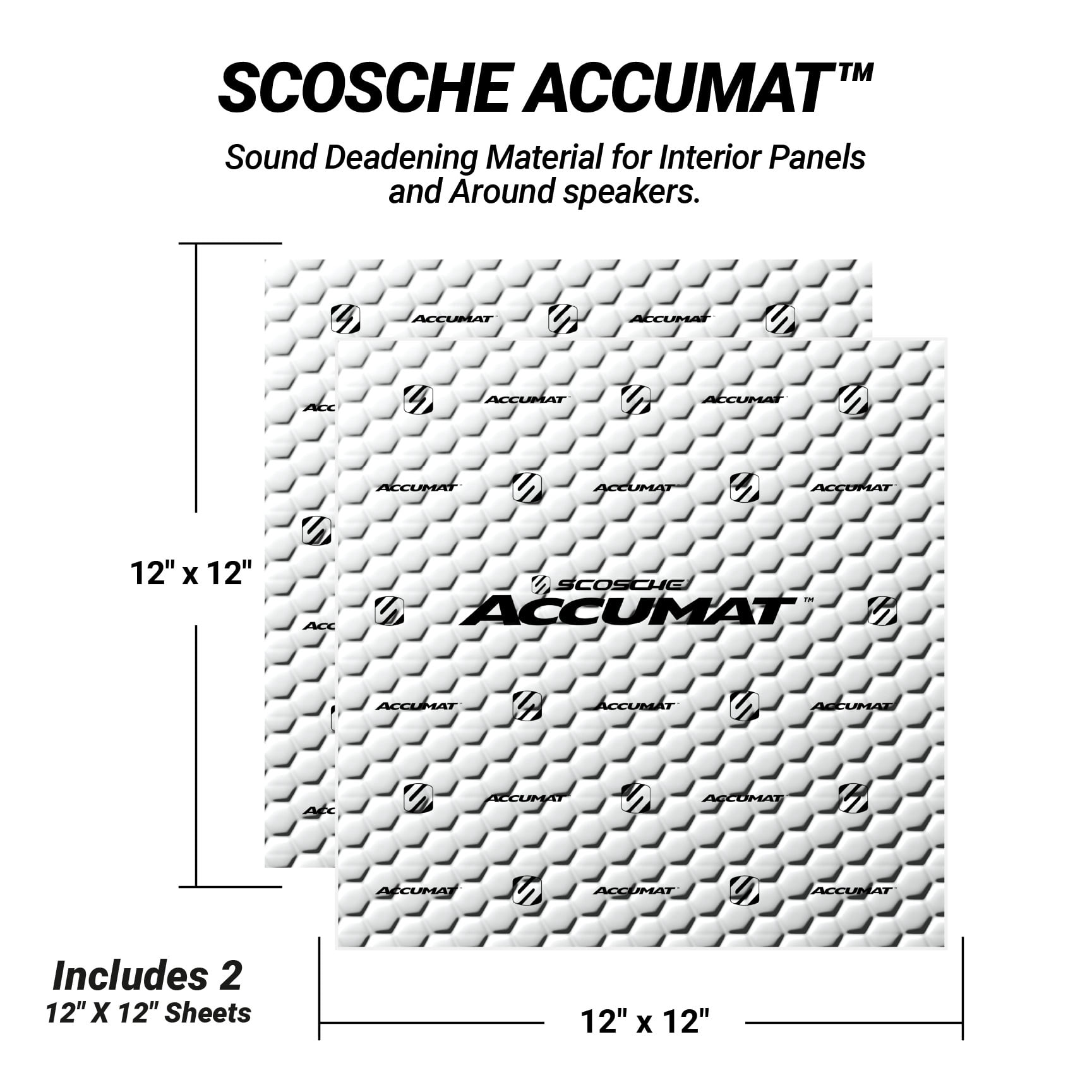 Scosche Accumat Sound Deadening Kit 2 Door High Density Flex Noise Reduction Adhesive Sheets AMT12X2