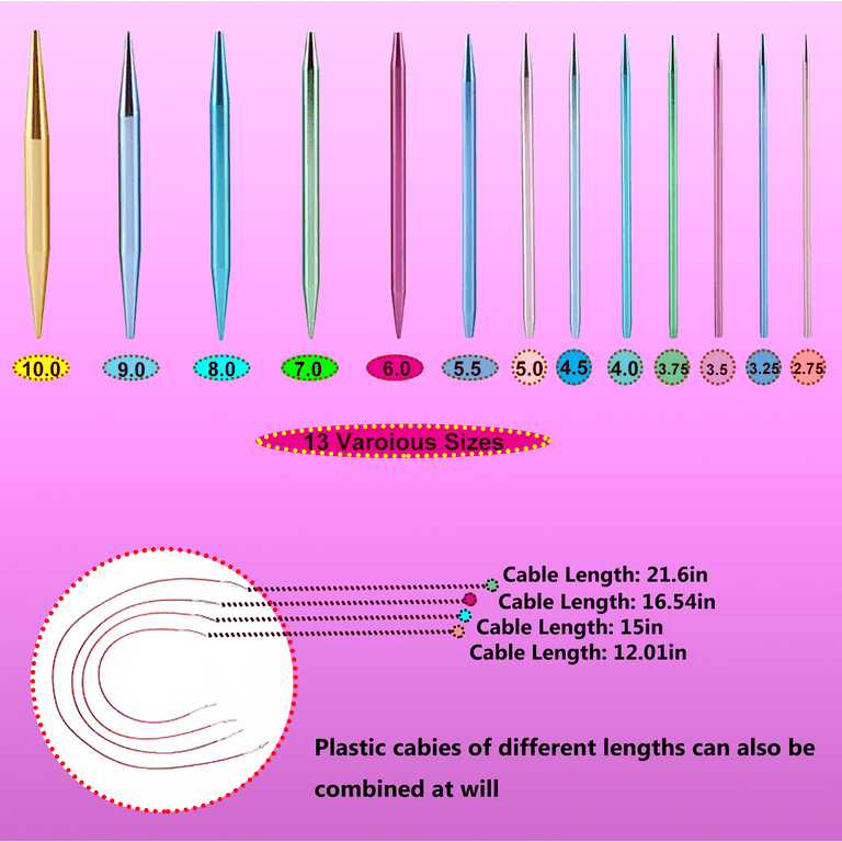 30 Pcs/15 Pairs Knitting Needles Set, Metal Knitting Kit in Different  Sizes,Colorful Knitting Needles Set Straight Single Pointed Knitting Needle  Kit 13.7 Inches Length for Handmade DIY Knitting - Yahoo Shopping