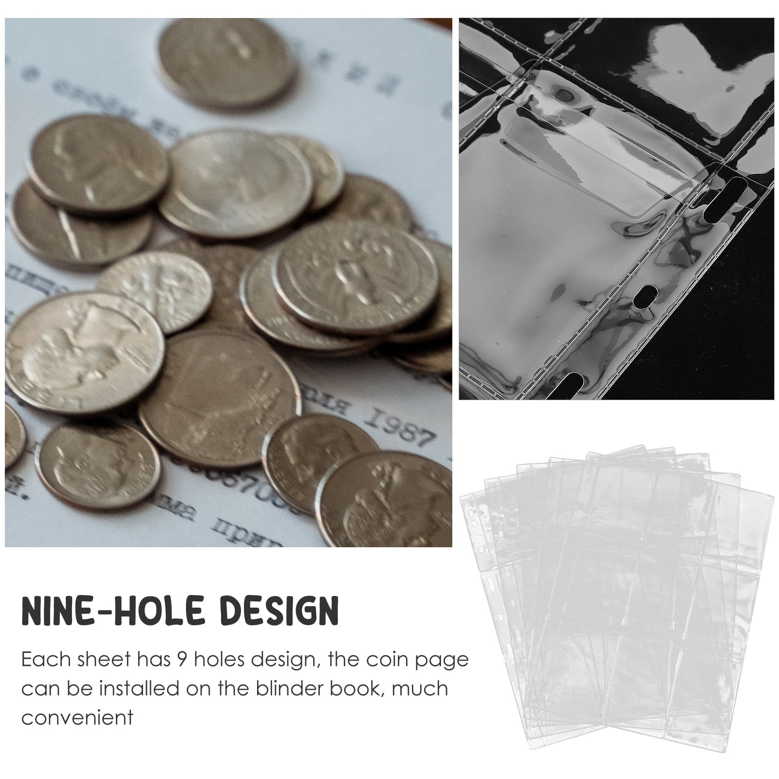 Raindrops 15 pcs Coin Collection Sheets Coin Collection Pages 9 Hole Coin Binder Coin Collection Binder