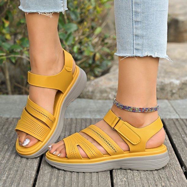MKLEKYY Sandalias de Mujer Playa Sandalias Cómodas para Mujer para Uso Diario E Informal Con Diseño Elegante, Cierre de Cinta y Suela Gruesa para Actividades de Verano