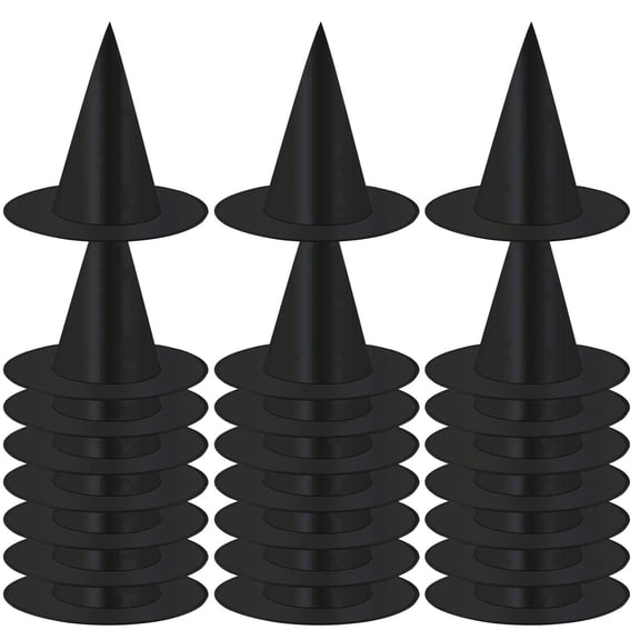Elcoho 24 Count Black Witch Hats, Halloween Cosplay Costume Accessory for Holiday Party Supplies