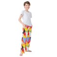 thumbnail image 3 of FORMRS Boys Pajama Pants with Pockets Size 11-12Y Kids Lounge Sleep Bottoms, Purple Triangles, 3 of 8