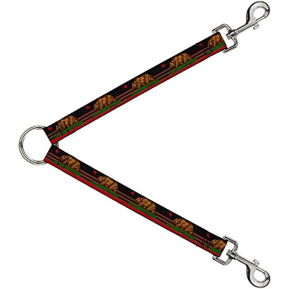 Buckle-Down Dog Leash Splitter Cali Bear Star Stripe Us Flag Stretch 1 Foot Long 1 Inch Wide