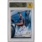 Graded 2025 Topps Chrome Black Paul Skenes #CBAPS /150 Blue Refractor Auto Baseball Card BGS 9.5 Auto 10 Gem Mint