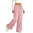 thumbnail image 2 of Atogsazn Kids Girls Wide Leg Jeans Childrens Casual Baggy Elastic Waist Denim Pants Drawstring Trouser with Pocket Pink 7-8 Years Fashion, 2 of 8