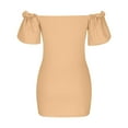 thumbnail image 6 of Edvintorg Off Shoulder Dress Fashion Women Sexy Bodycon Dresses Short Sleeve Strapless Backless Tube Top Evening Mini Dress Khaki M, 6 of 6