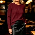 thumbnail image 3 of Ozmmyan Womens Crew Neck Sweater for Womens Long Sleeve Ribbed Knit Relaxed Fit Casual Solid Sweater Top Fall Winter, 3 of 7