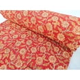 thumbnail image 2 of Red Floral Indian Kantha Quilt Handmade, Orange Flower Block Print Pure Cotton Bedspread, Indian Boho Bedding Throw, 2 of 9