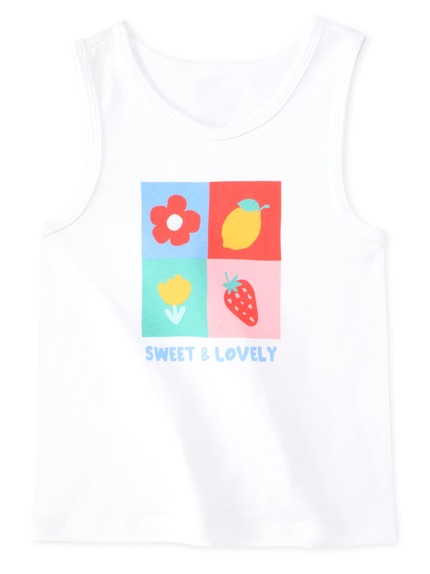 Garanimals Newborn, Baby & Toddler Girl Cotton Graphic Tank Tops, 4-Pack, Sizes 0-6T