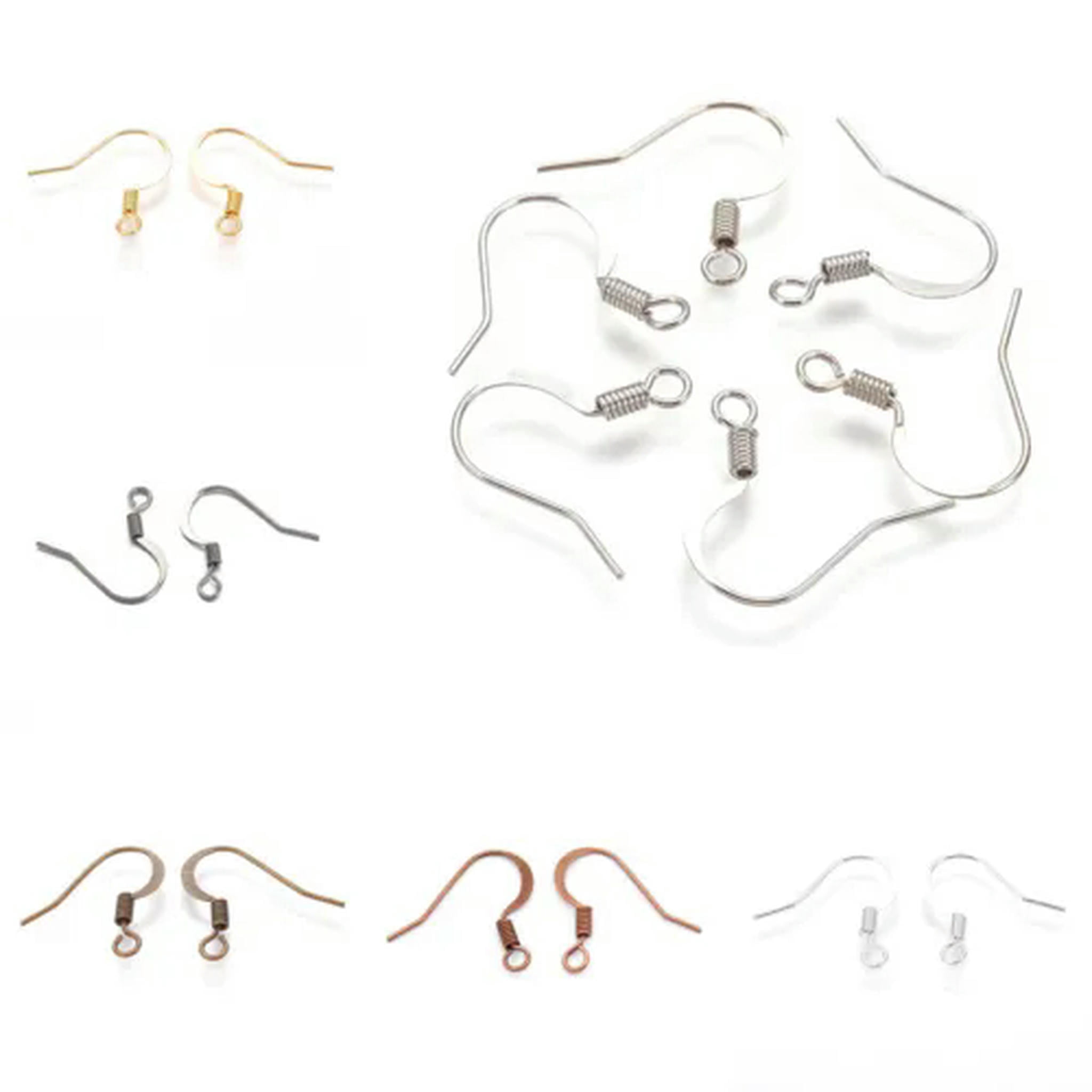 EOEMY 1000Pcs Brass Earring Hooks Flat French Earwire Nickel Free Hang Loop Craft 15mm-Red Copper