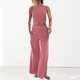 thumbnail image 2 of Traje de pijama informal de 2 piezas con cuello redondo y corte entallado para mujer conjunto diario expuesto al ombligo, 2 of 9