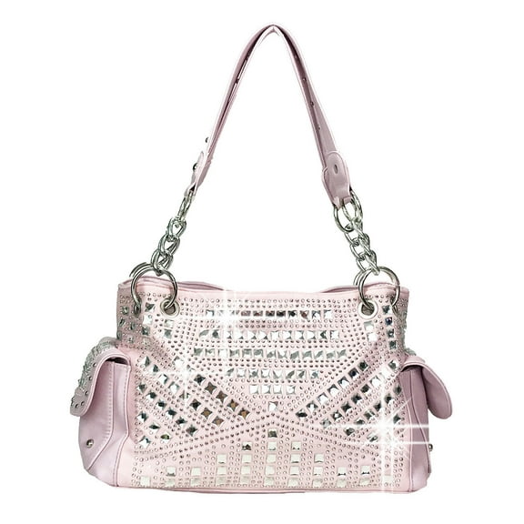 Zzfab Gem Studded Rhinestone Western Purse Light Pink