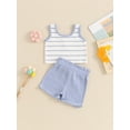 thumbnail image 4 of Nygoyerh Toddler Little Girls Summer 2Pcs Outfits Baby Girl Sleeveless Striped Tank Tops with Elastic Waist Shorts 6M-4T Kids Casual Shorts Sets for Daily Vacation, 4 of 8