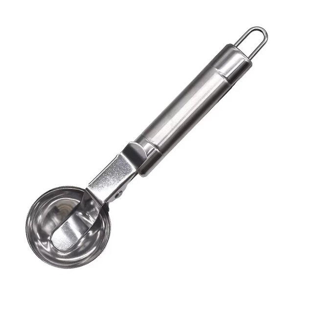 Cuchara para helado Cuchara para helado de acero inoxidable Cuchara anticongelante antiadherente Cuchara para alimentos de cocina con gatillo para cucharón de alimentos para hielo