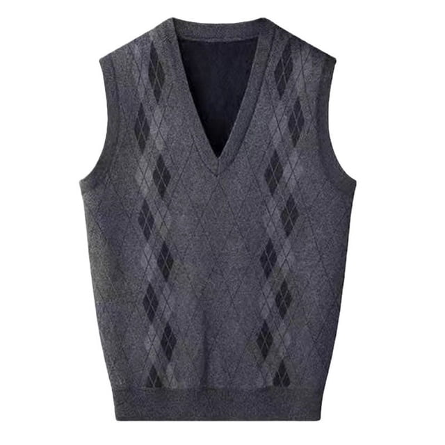 Chaleco cálido de punto de gran tamaño con cuello en V y almohadilla de terciopelo para personas de mediana edad y mayores en invierno
