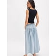 thumbnail image 6 of Womens Wide Leg Jeans Baggy Elastic Waist Button Boyfriend Casual Loose Denim Pants with Pockets Light Blue L, 6 of 9