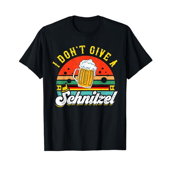 I Don't Give A Schnitzel Funny Lederhosen Gift Oktoberfest Cotton Black T-Shirt