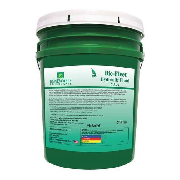 5 gal Pail, Hydraulic Oil, 32 ISO Viscosity, Not Specified SAE