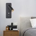 thumbnail image 4 of Bearachild AC 100-260V 7W luz de pared giratoria ornamento 3000K sala de estar dormitorio lámpara giratoria con puerto USB accesorio de iluminación de Iluminación y accesorios Negro Bearachild HA066252-02B, 4 of 6