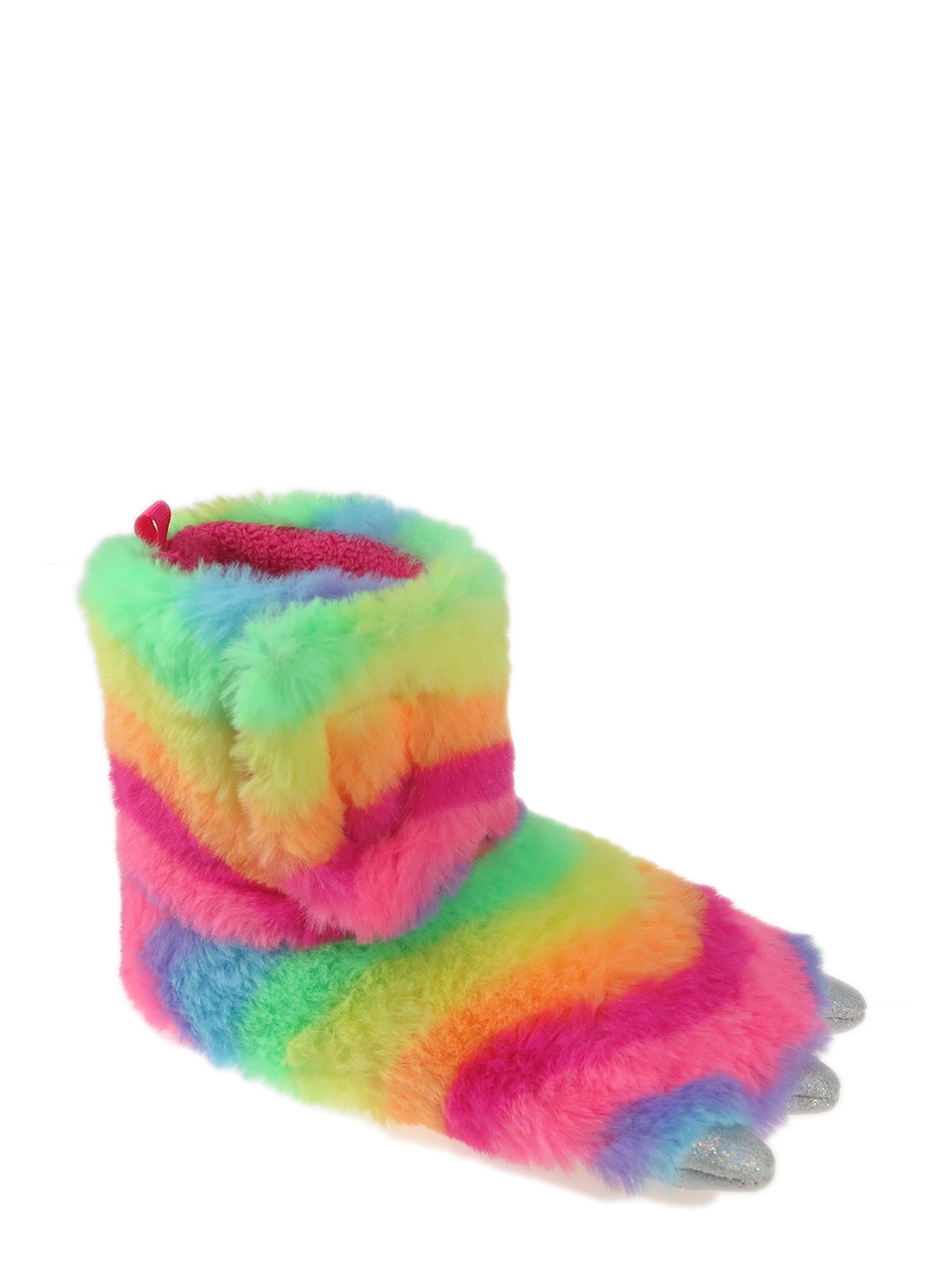 Wonder Nation Toddler Girl's Claw Foot Rainbow Slippers
