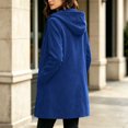 thumbnail image 2 of ZunFeo Women’s Hooded Suede Coat, Casual Drawstring Mid‑Length Button Down Fall Winter Trench Coat Jacket, 2 of 6