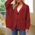 thumbnail image 2 of Kureaily Chunky Knit Button Down Cardigan For Oversized Collar Knit Open Front Sweater Coat Lightweight Clothing, 2 of 4