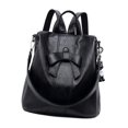 thumbnail image 2 of Mochila para mujer, mochila, portátil, impermeable, a la moda, decoración de lazo, mochila informal Negro, 2 of 9
