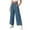 Blue, variant on Women's Casual Solid Color Wide Leg Pants, Elastic Waist with Pockets, Loose-Fit Trousers for Daily Wear Navy S
