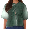 thumbnail image 2 of Fiudx Camisas de Mujer Top de Camiseta con Cuello Redondo y Manga Farol Plisada con Lazo para Mujer, 2 of 4