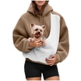 thumbnail image 5 of vigerkar Womens Kangaroo Pouch Color-block Hoodie for Dogs Cats Pet Carrier Hoodie Long Sleeve Hooded Pullover Animal Holder Sweatshirt (Khaki, XXL), 5 of 7