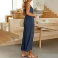 thumbnail image 4 of Lilgiuy Womens Fashion Summer Solid Pocket Casual Sleeveless Suspender Jumpsuit Navy XL(XL) Winter Fashion 2022, 4 of 4
