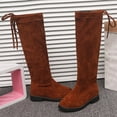 thumbnail image 6 of Zwiiyzr Girls Faux Suede Knee High Boots Kids 3-12 Years Old Chunky Low Heel Side Zipper Fashion Fall and Winter Riding Booties Brown, 6 of 7