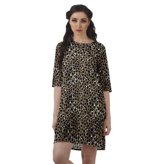 Moomaya Robe T-Shirt Courte Droite en Georgette Mousse pour Femmes Vêtements Grande Taille