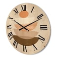 thumbnail image 3 of Designart 'Abstract Moon and Sun Geometrics In Terracotta I' Modern Wood Wall Clock, 3 of 5