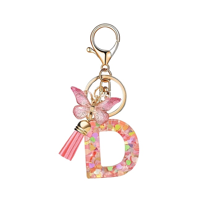 RXIRUCGD Fashion 26-letter Key Chain Pendant Butterflys Tassel Key Chain Elegant Fashion Multi-functional Use