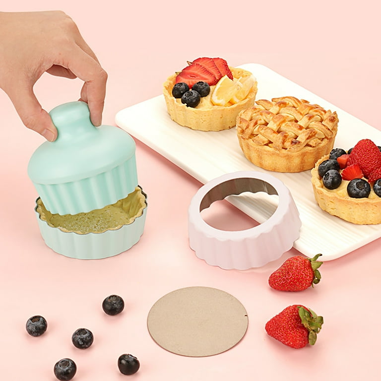 Visland Tart Shell Molds Tart Cutter Flower Round Dough Cookie Cutter Set Cupcake Mold for Making DIY Cupcake Muffin Pecan Pies Cheesecakes and