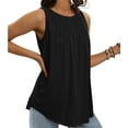 thumbnail image 5 of BSDJILFG Plus Size Tank Tops for Women Loose Fit Sleeveless Vest Summer Outfits Round Neck Flowy Tunic Pleated Blouse with Curved Hem, 5 of 5