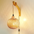 thumbnail image 3 of Retro Japanese Style Bamboo Bedside Wall Lamp Restaurant Rattan Lampmine Bedroom Background Wall Lamps US Plug-A Bamboo, 3 of 6