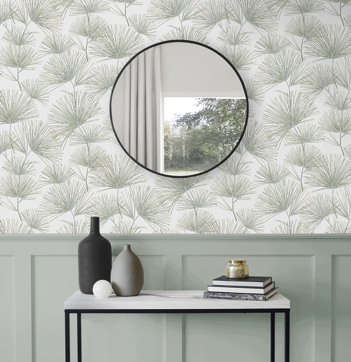 NextWall Aloe Green Pine Needle Peel and Stick Wallpaper