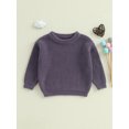 thumbnail image 2 of aturustex Little Girls Boys Solid Basic Cozy Sweaters 0-5T Toddler Baby Long Sleeve Knitted Pullovers Crew Neck Knit Sweatshirts Thick Cozy Knitwear Te Casual Daily Comfy Spring Fall Clothes, 2 of 7