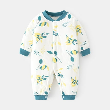 

Breampot Baby s Cotton-padded Jumpsuit Baby s Warm Autumn And Winter Boneless Ha Thin Cotton Padded Door Climbing Clothes Children s Underwear Blue