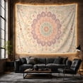 thumbnail image 6 of Flower Mandala on a Scalloped Petal Background, Serene Boho for Boho Decor Lovers, Botanical Wall Art Housewarming Gift Tapestry Wall Hanging for Bedroom, Living Room and Dorm, 6 of 7