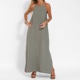 thumbnail image 1 of Vestido Vestido elegante con tirantes para mujer, vestido largo informal con tiras, vestido largo diario de color sólido Kuymtek ejercito verde T XXL para Mujer, 1 of 6