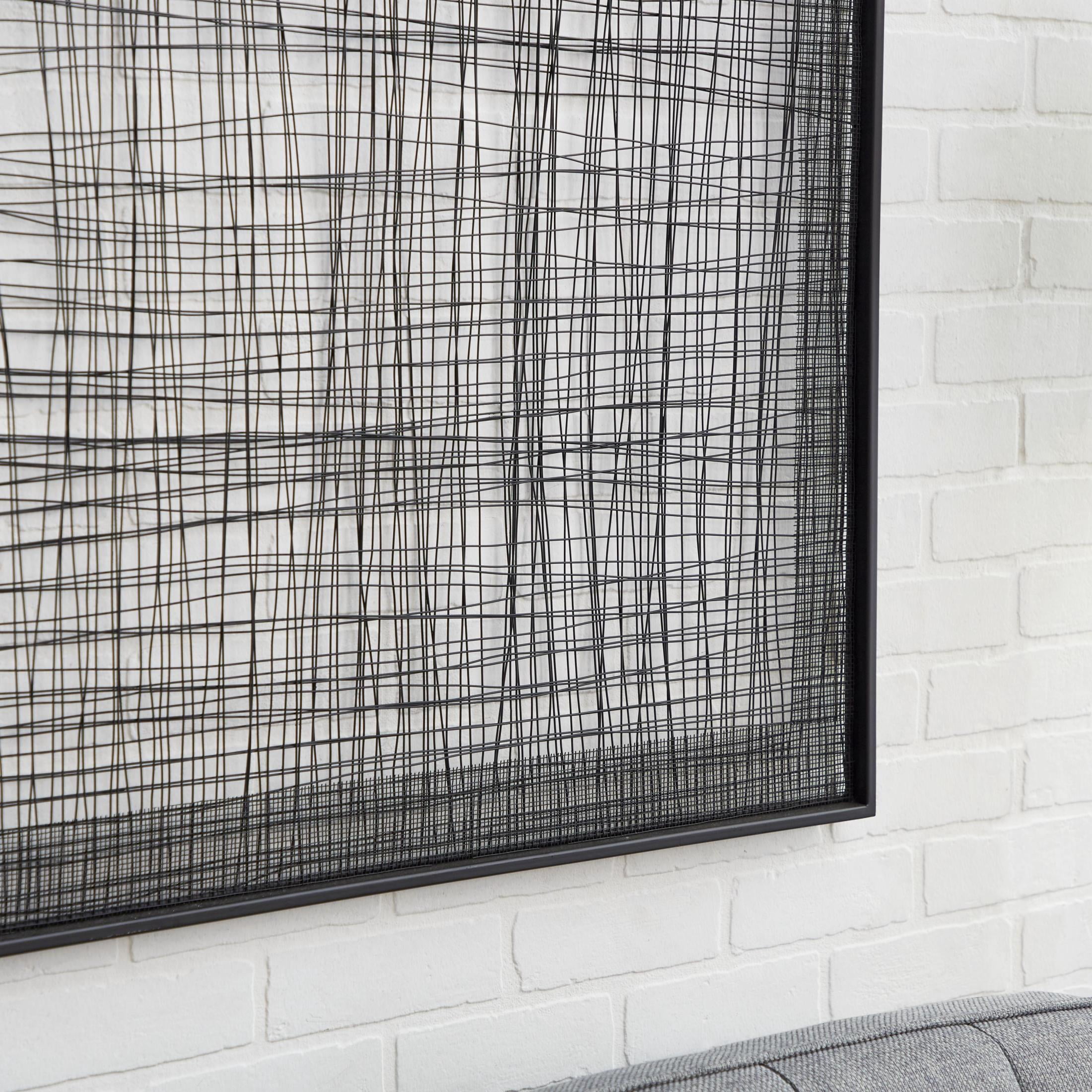 DecMode Black Metal Mesh Geometric Wall Decor
