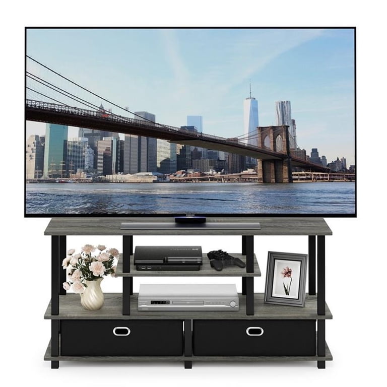 Furinno JAYA Large TV Stand for 55-Inch TV, French Oak Grey photo 6