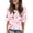 Pink, variant on Women’s Casual Floral Print Five Sleeve Round Neck Button Half Sleeve Top Loose Fit Lightweight Blouse for Daily Wear Black L