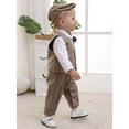 thumbnail image 4 of Baby Boy Suit Formal Outfits Infant Jumpsuit Waistcoat Coat Beret Hat Cotton Fabric Set 3pcs（12-18Months), 4 of 9