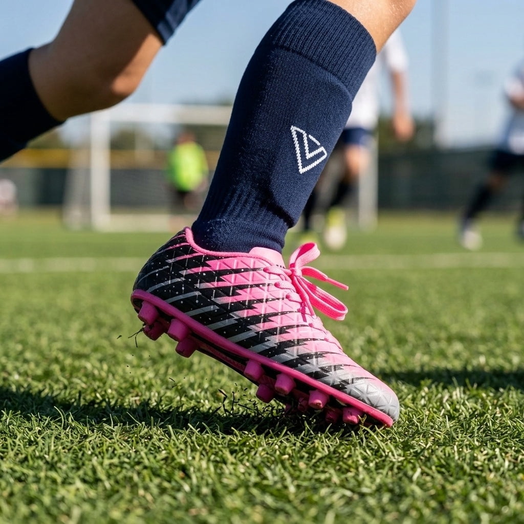 Vizari Bolt Firm Ground Soccer Cleats for Kids – Durable, Comfortable, and Stylish Boys and Girls Soccer Shoes with Traction - Pink/Black/Silver, 3